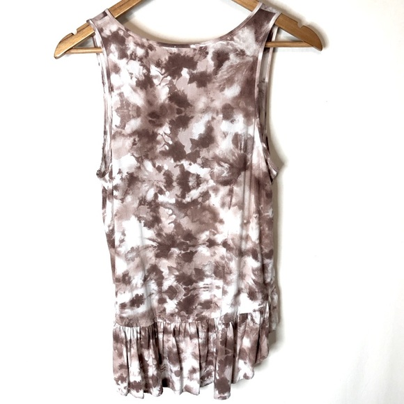 Lily White Hi Low Peplum Ruffled Hem Top Sz M Tank Boho Earthtone Romantic Girly - Picture 5 of 9